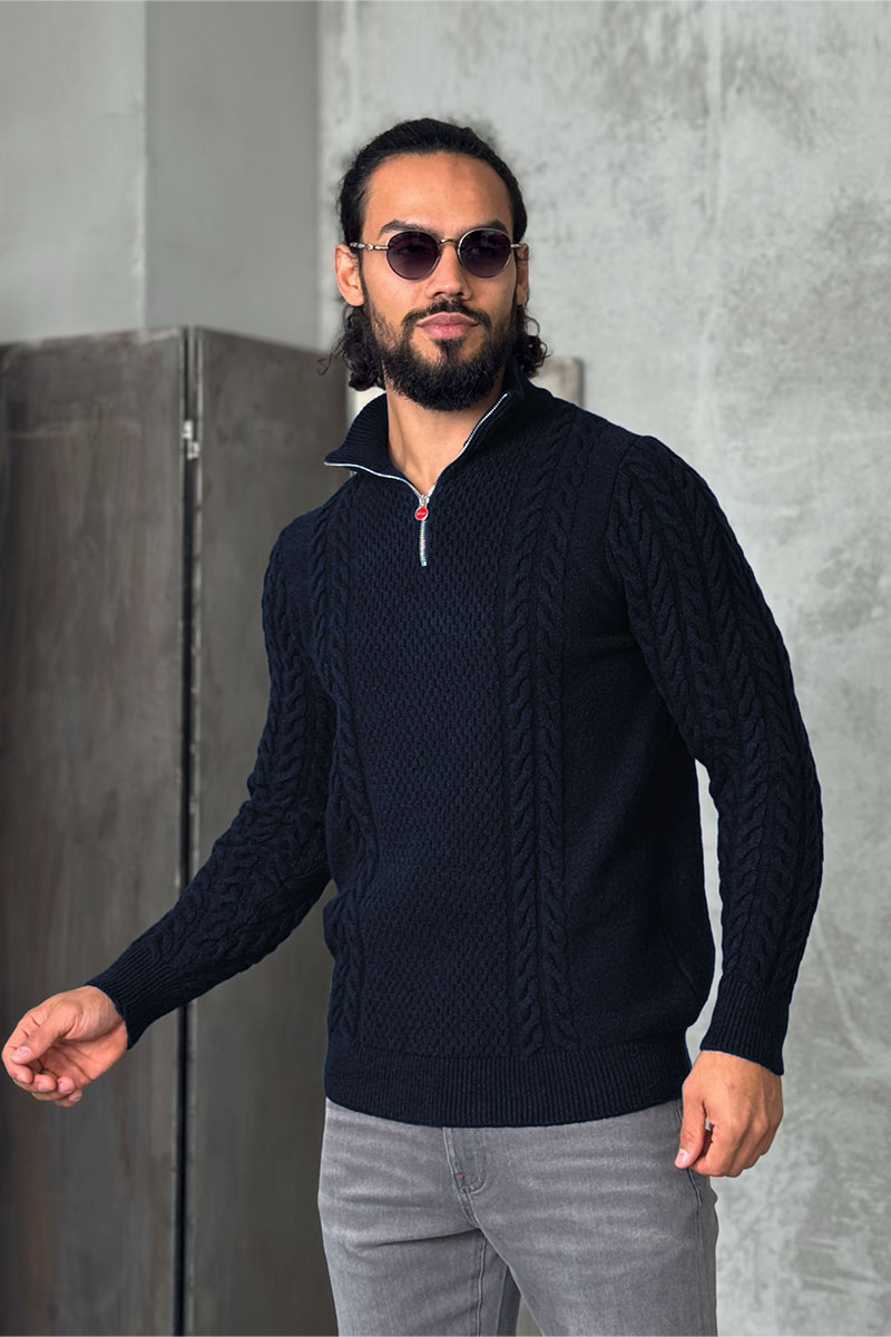 Kiton Мужской свитер тёмно-синего цвета 