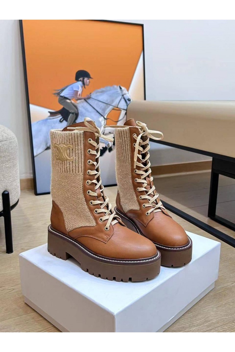 Celine Женские комбинированные ботинки Premium - Brown