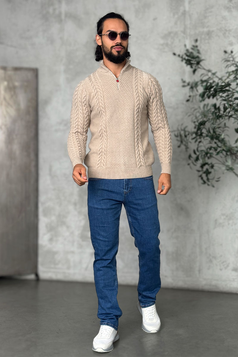 Kiton Мужской свитер бежевого цвета 