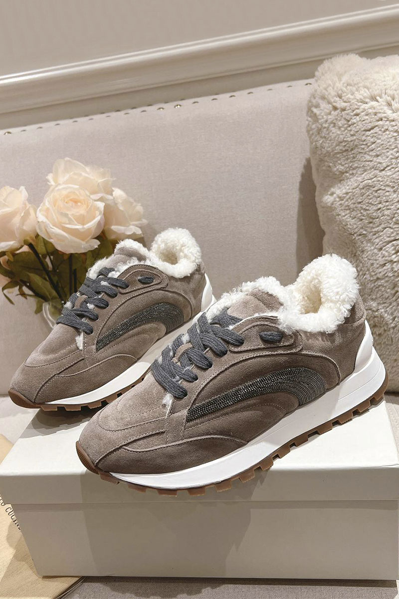 Designer Женские замшевые кроссовки с мехом Premium