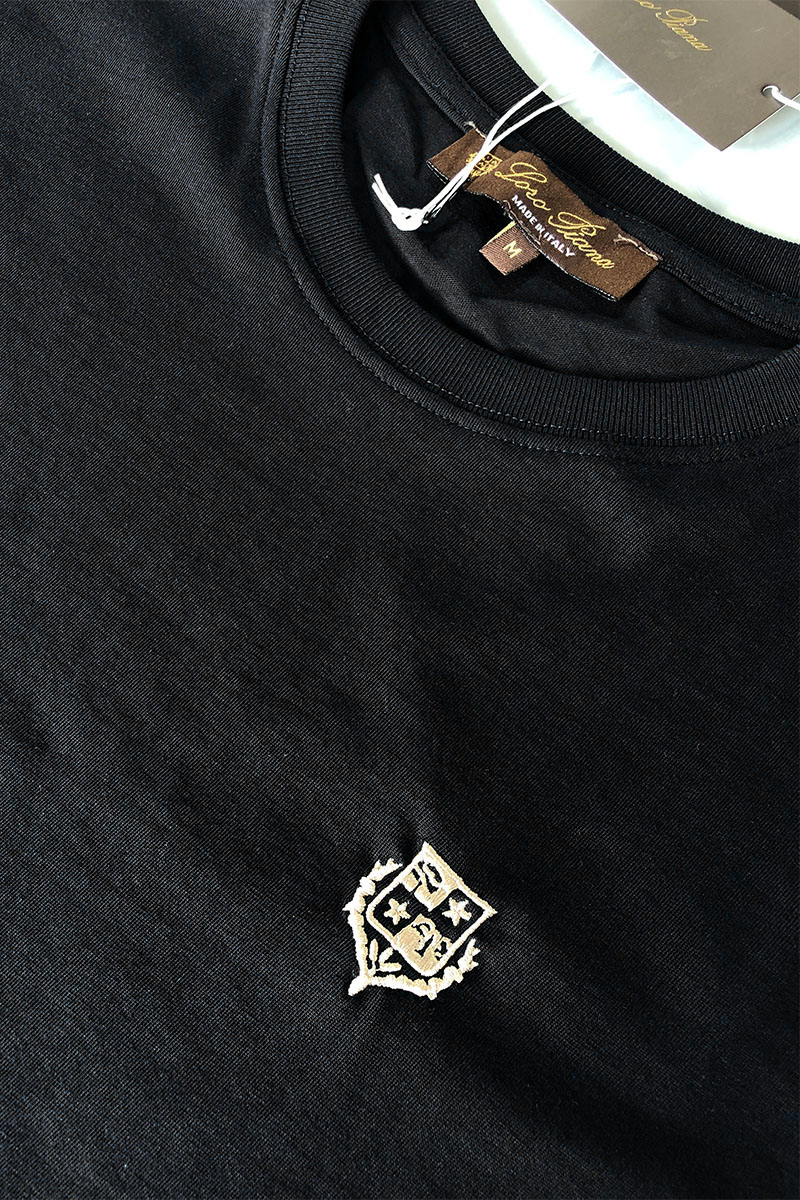 Loro Piana Чёрная мужская футболка embroidered logo