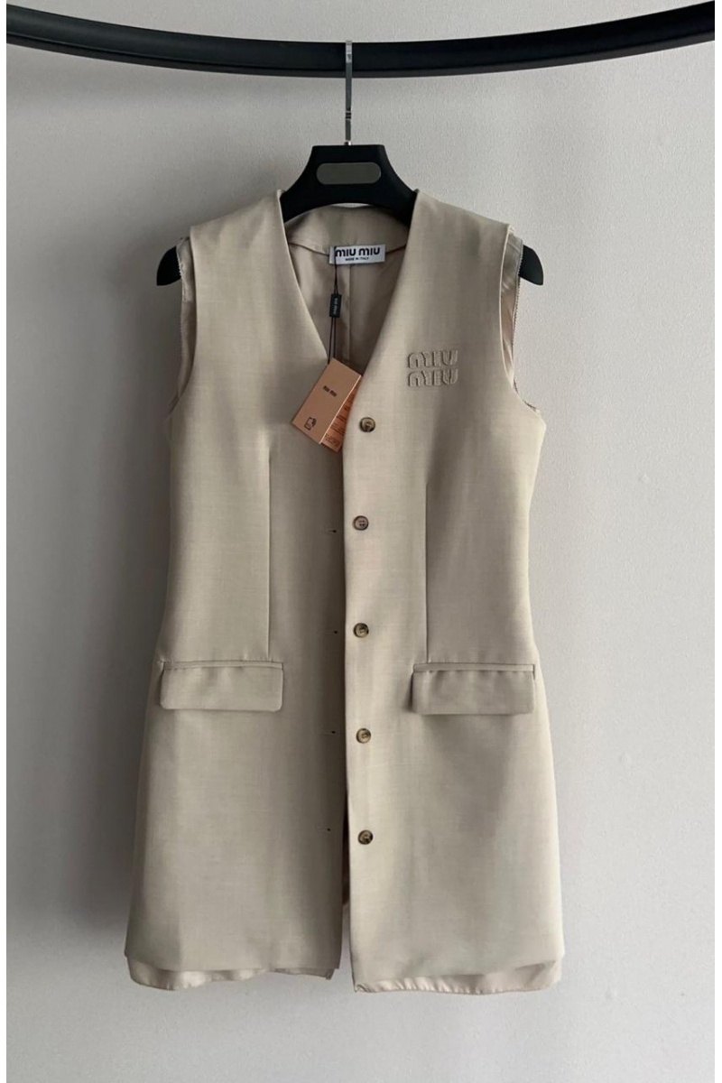 MIU MIU Женское платье бежевого цвета