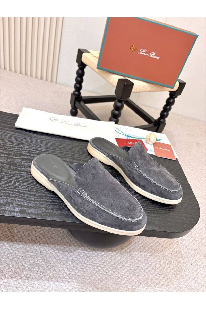 Loro Piana Мужские замшевые шлёпанцы