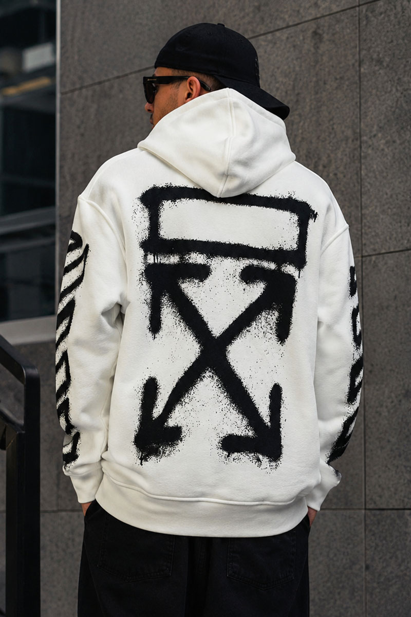 Off-White Мужское белое худи Spray Marker