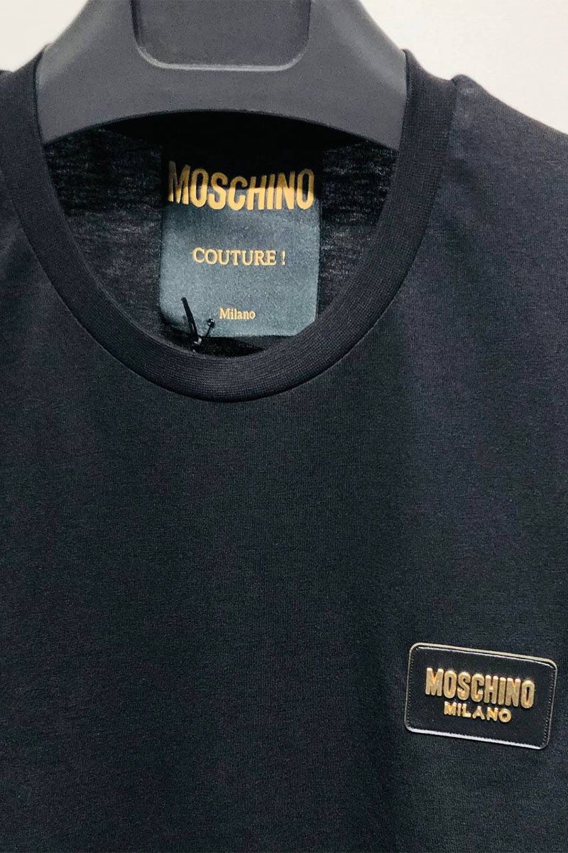 Moschino Мужская чёрная футболка logo-patch