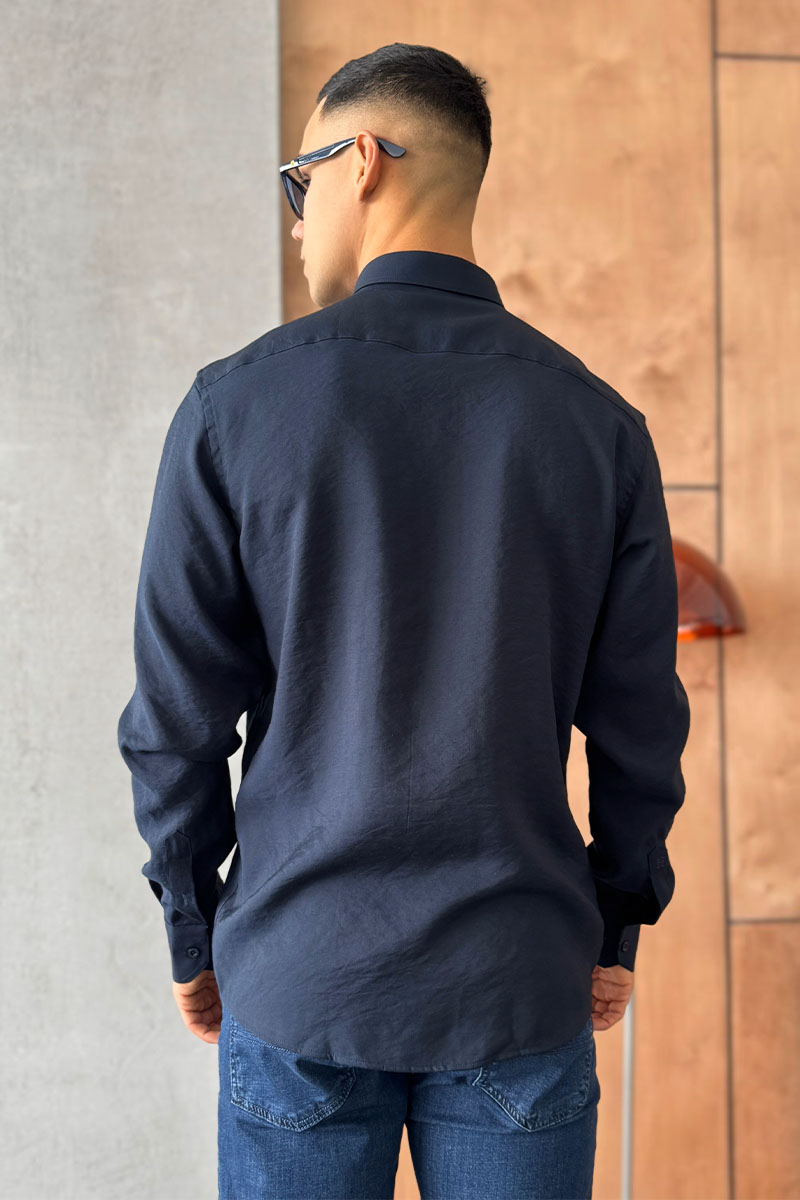 Hermes Мужская рубашка H embroidered - Navy 