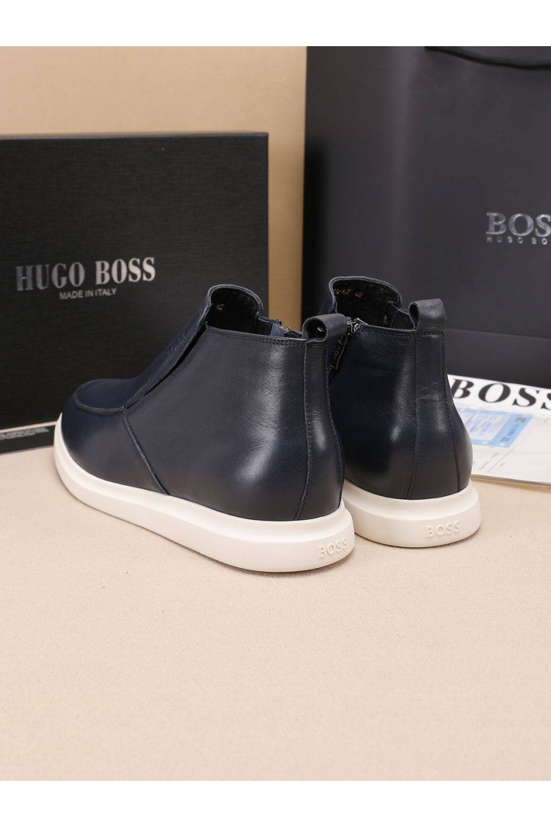 Hugо Воss Кожаные лоферы с мехом  high-top - Navy