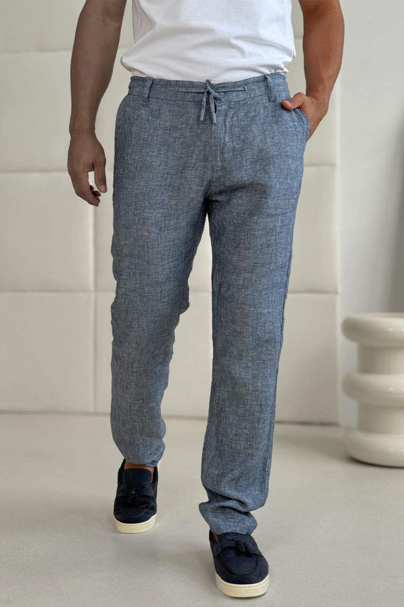 Loro Piana Льняные брюки синего цвета 