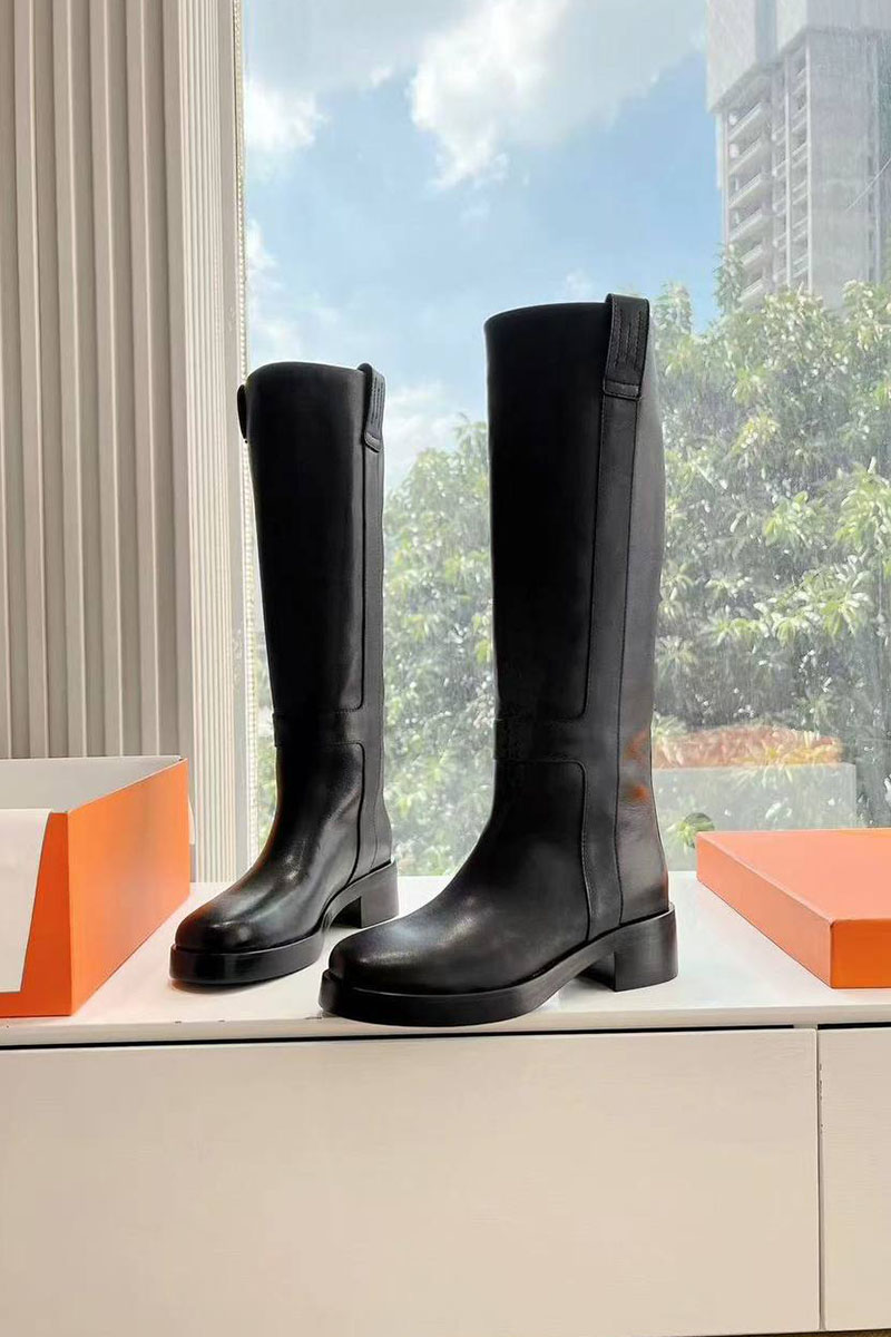 Hermes Женские кожаные сапоги Premium - Black
