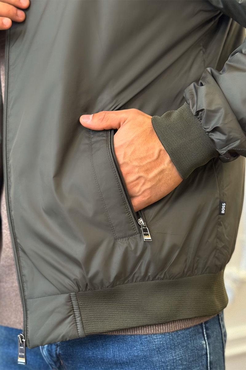 Hugо Воss Мужская зелёная куртка logo-patch 