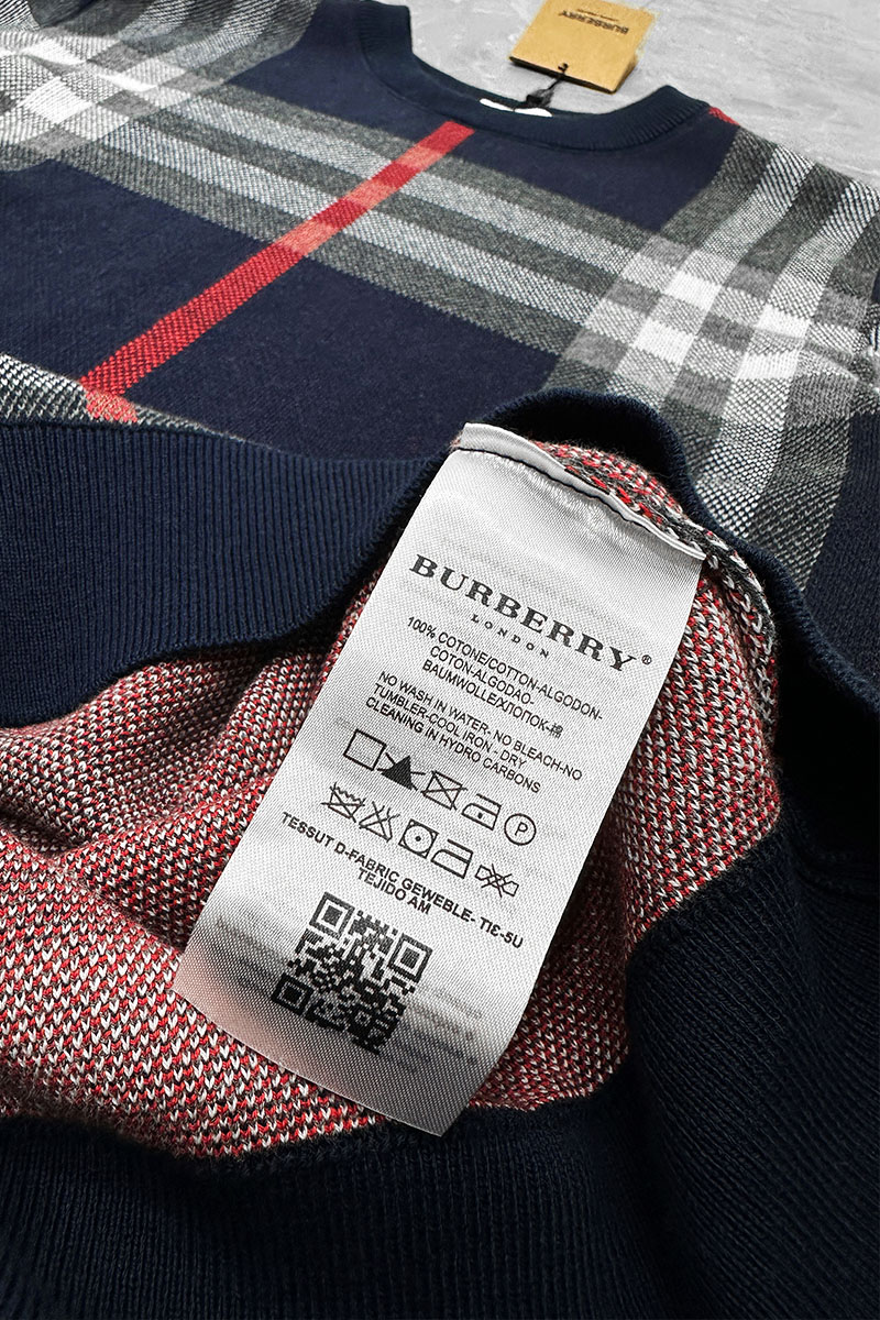 Burberry Мужская синяя кофта check pattern 