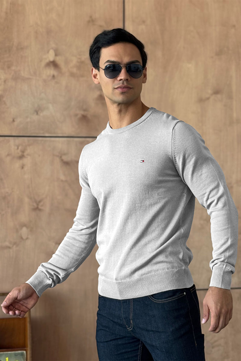 Tommy Hilfiger Мужская кофта светло-серого цвета logo-embroidered