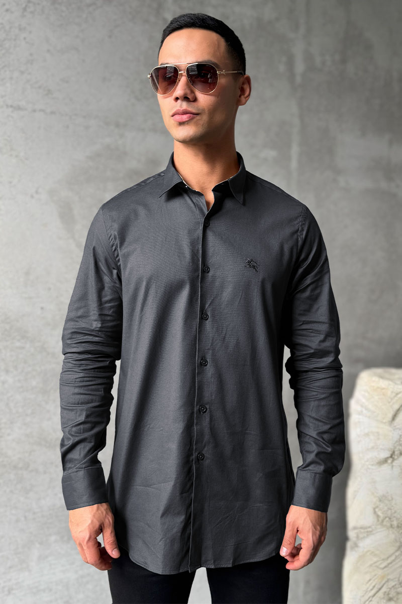 Burberry Мужская рубашка logo-embroidered - Grey