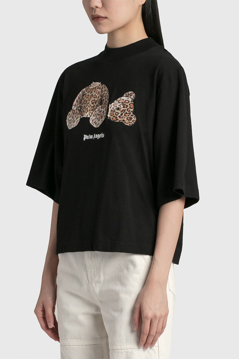 Palm Angels Чёрная оверсайз футболка Leopard Bear)