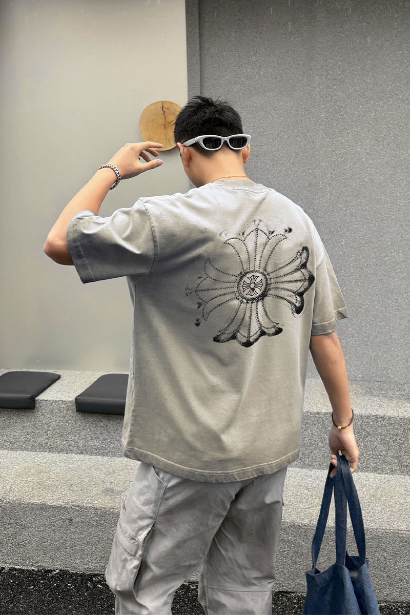 Chrome Hearts Бежевая оверсайз футболка Premium
