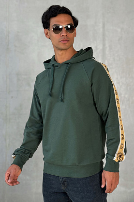 Зелёное оверсайз худи Interlocking G stripe