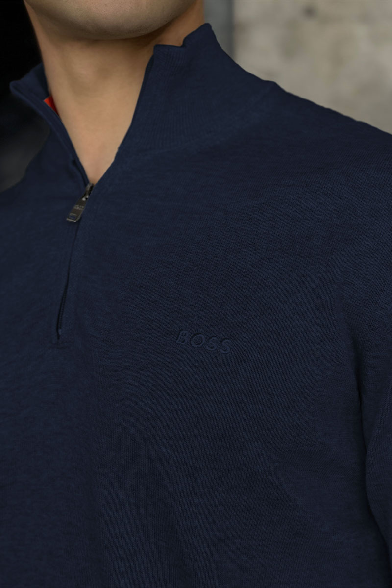 Hugо Воss Мужской джемпер quarter zip - Navy 