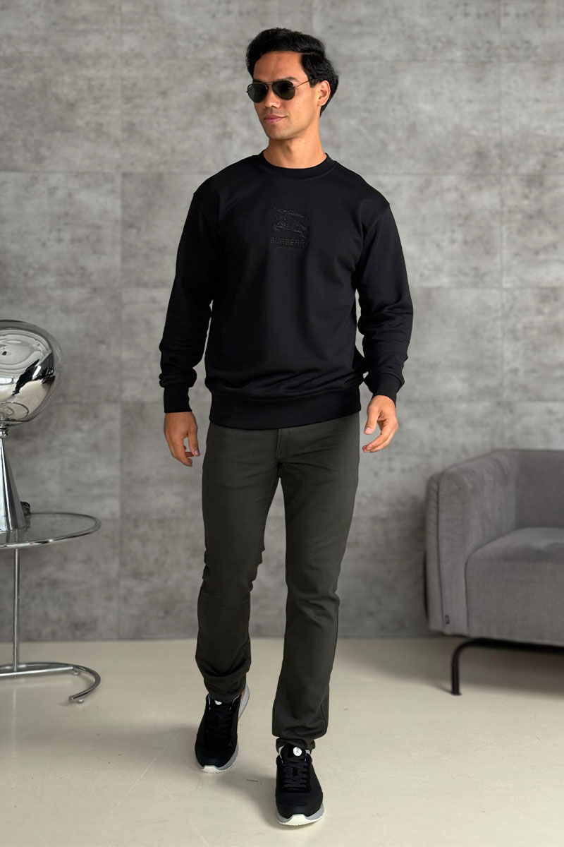 Burberry Мужской чёрный свитшот logo-embroidered