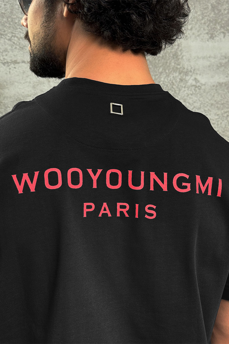 Designer Clothing Чёрная оверсайз футболка Wooyoungmi logo patch