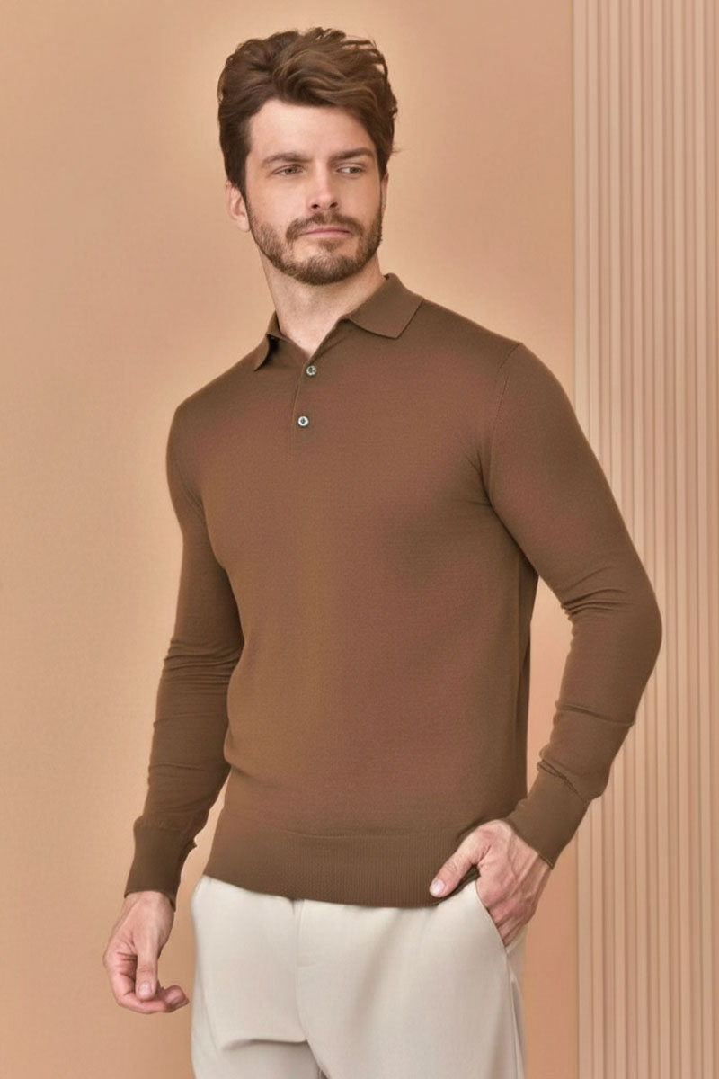Loro Piana Поло с длинным рукавом Premium - Caramel