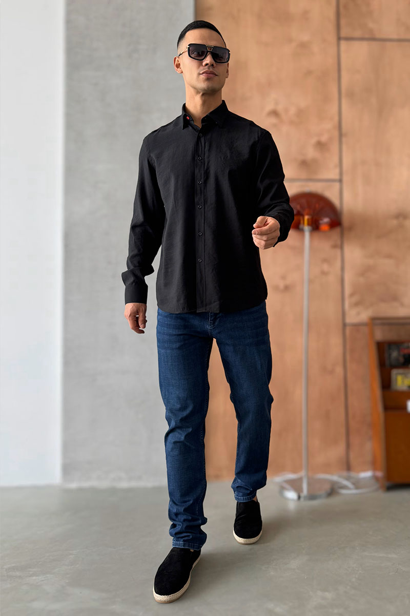 Hermes Мужская рубашка H embroidered - Black