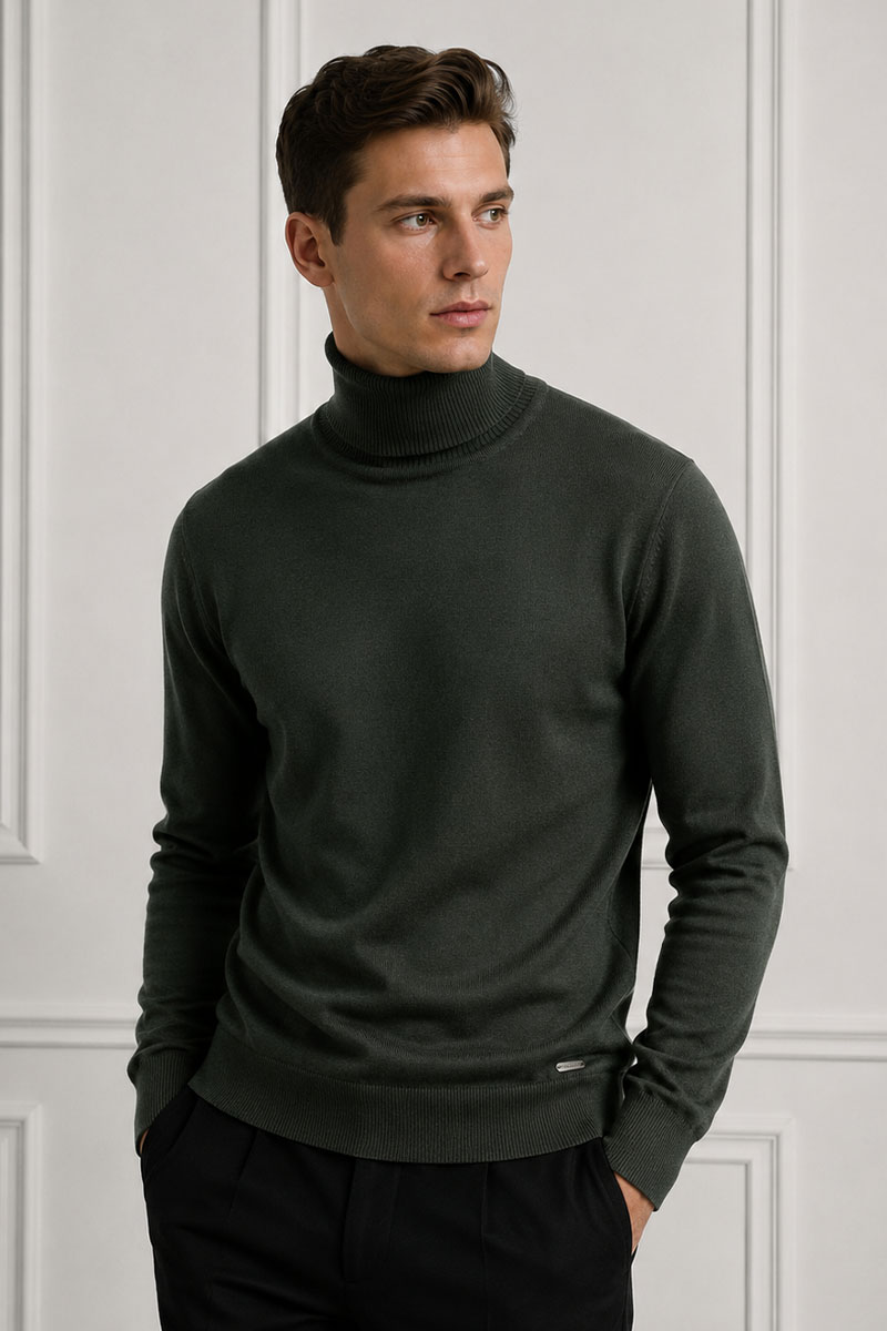 Designer Clothing Мужская зелёная водолазка Maglione 