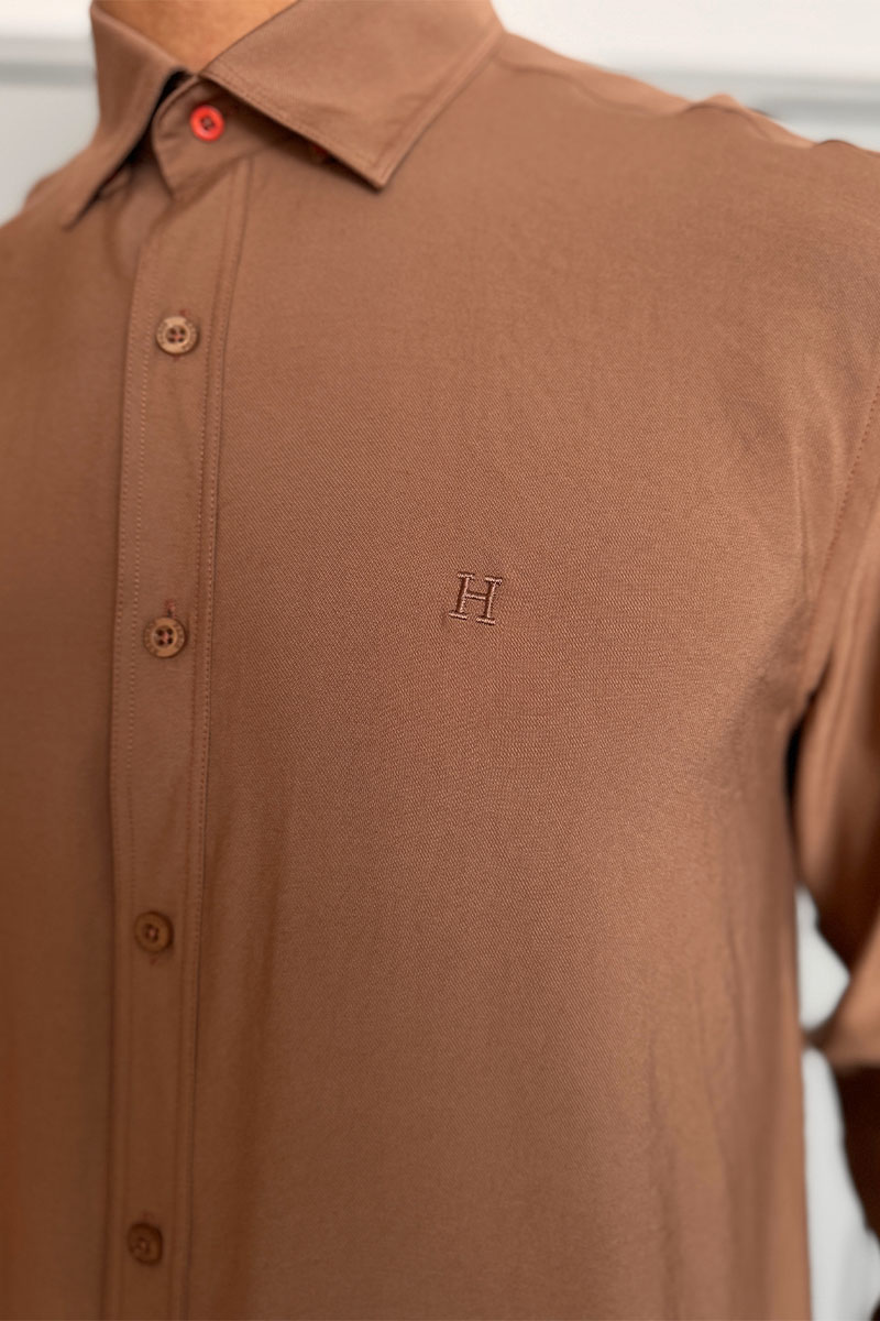 Hermes Мужская рубашка H embroidered - Brown 
