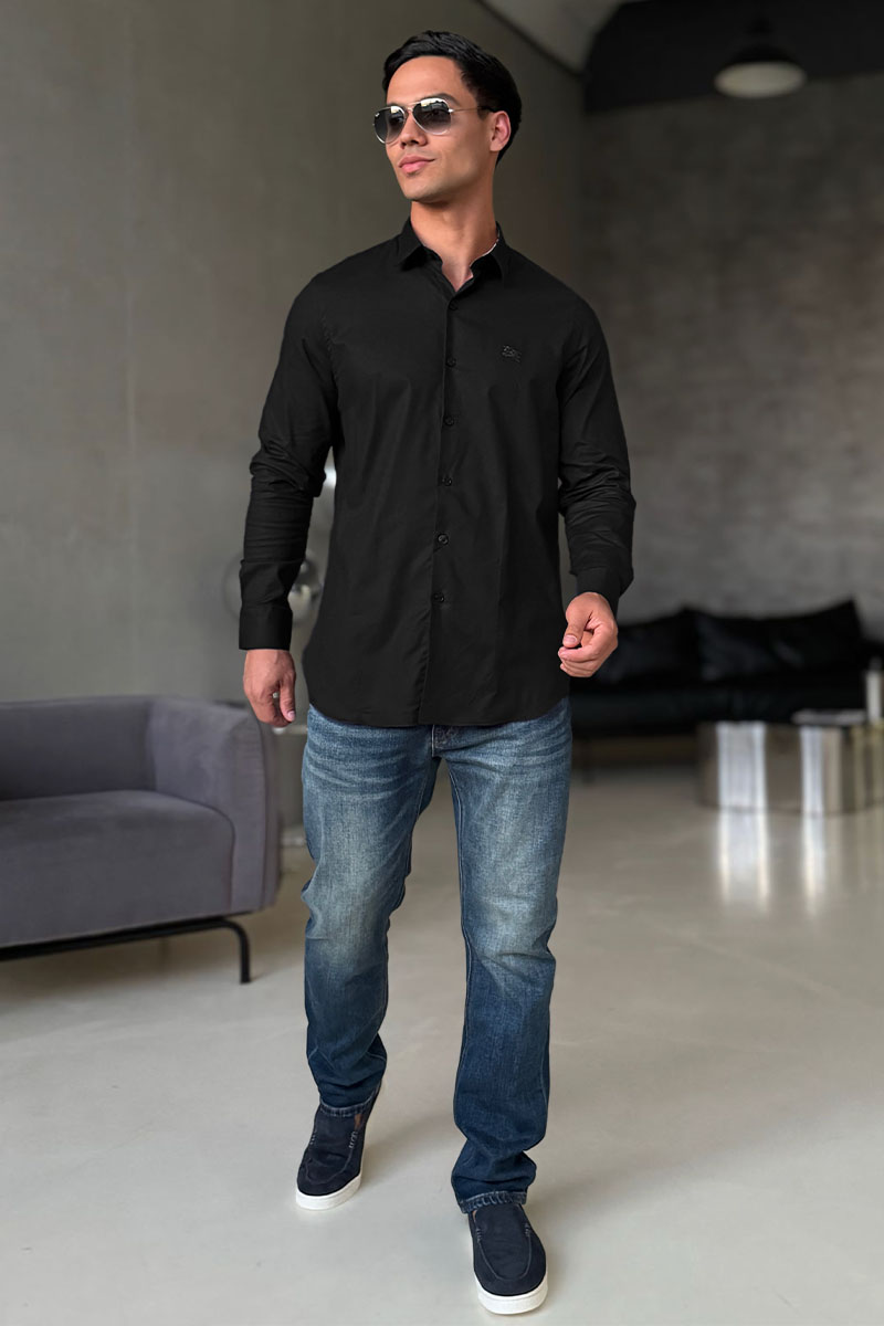 Burberry Мужская рубашка logo-embroidered - Black