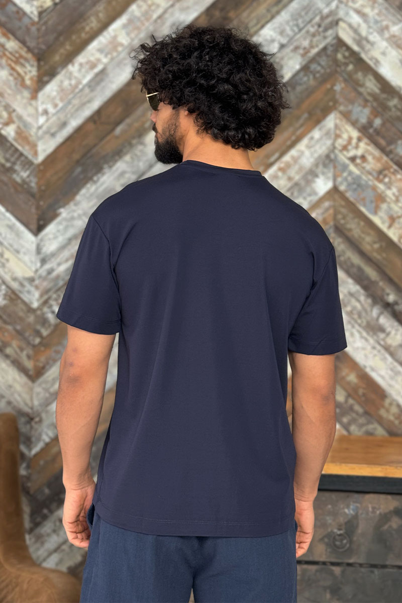 Zegna Мужская тёмно-синяя футболка logo-embroidered