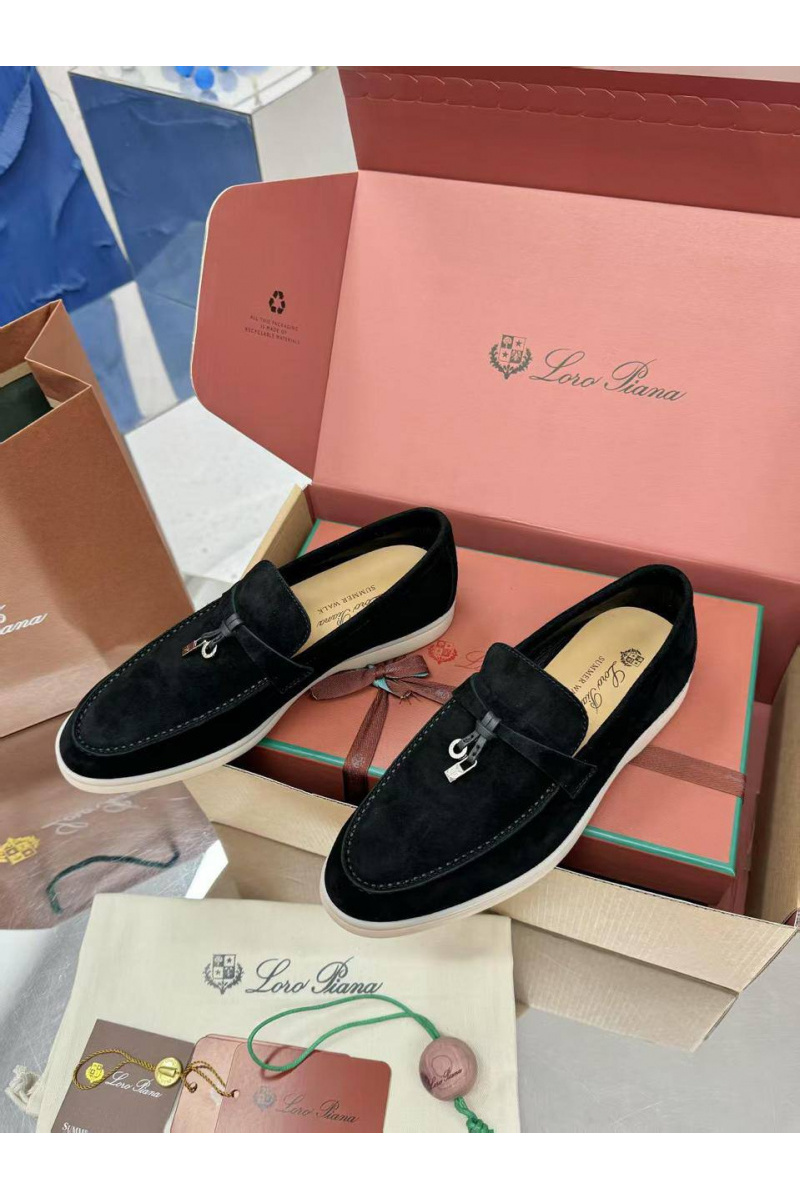 Loro Piana Женские замшевые лоферы Summer Charms Walk premium