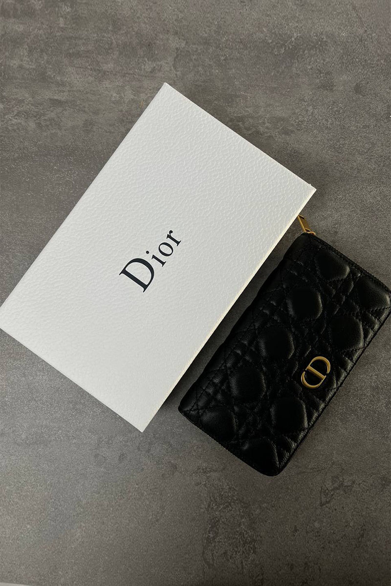 Dior Кожаный кошелёк чёрного цвета 19.5x10.5 см