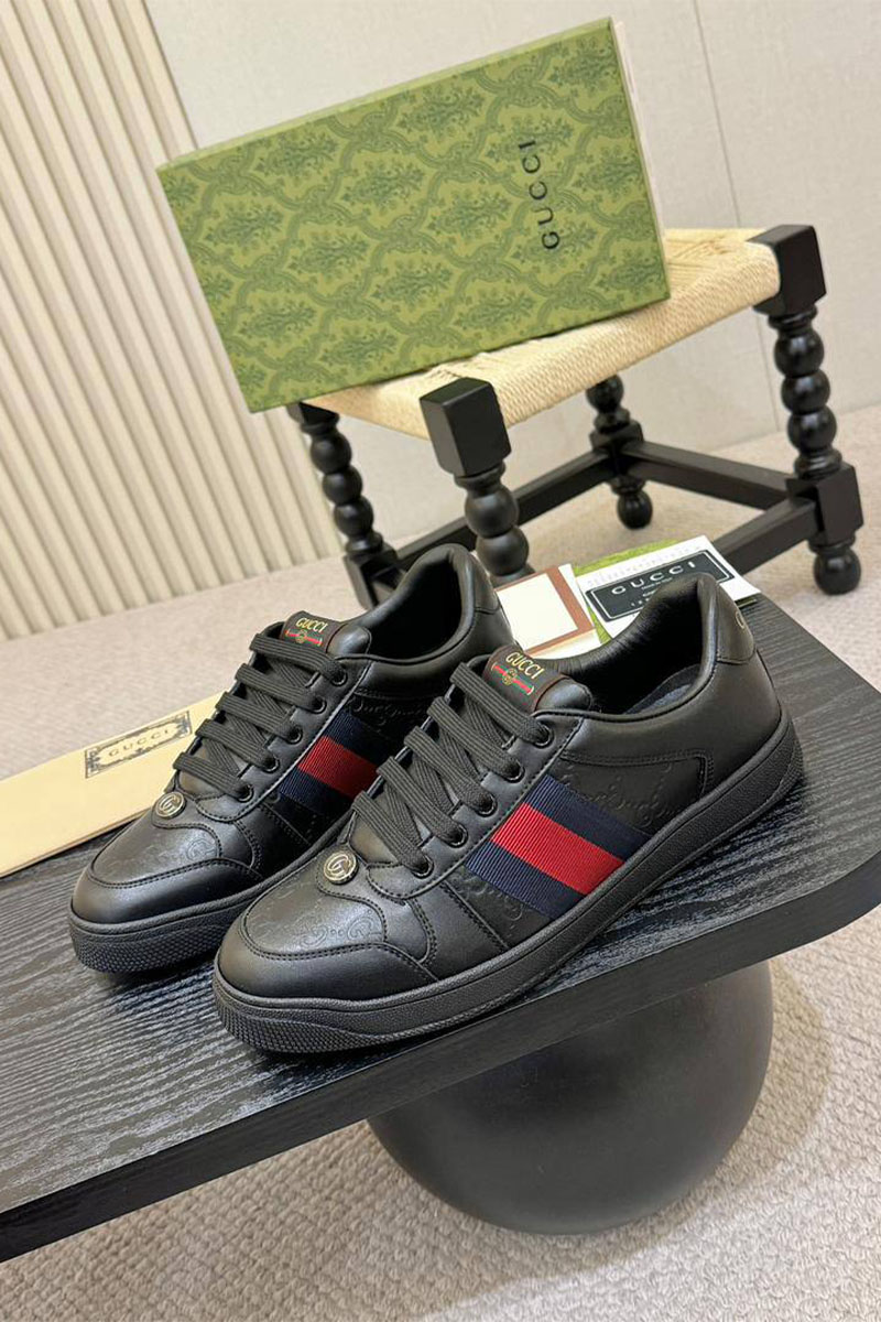 Gucci Кожаные кроссовки GG Screener - Black