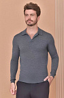 Поло с длинным рукавом Premium - Light Flower Gray