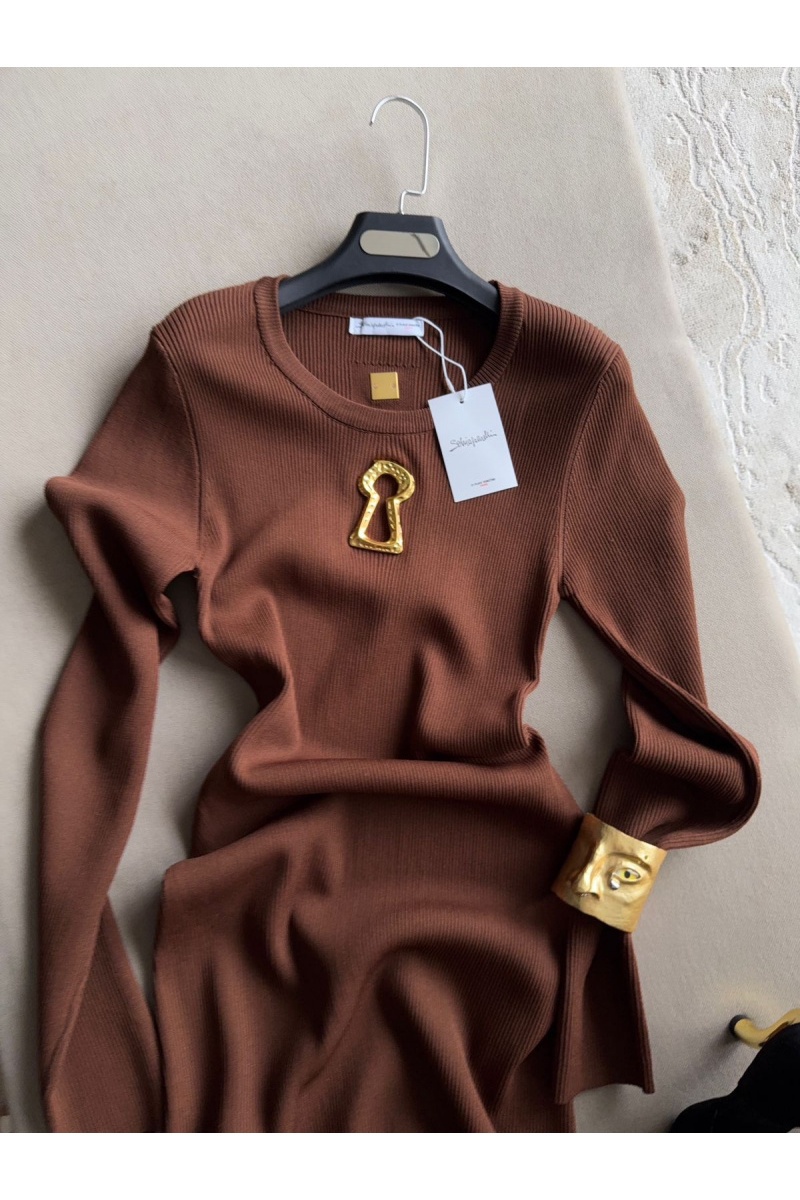 Schiaparelli Женское коричневое платье 