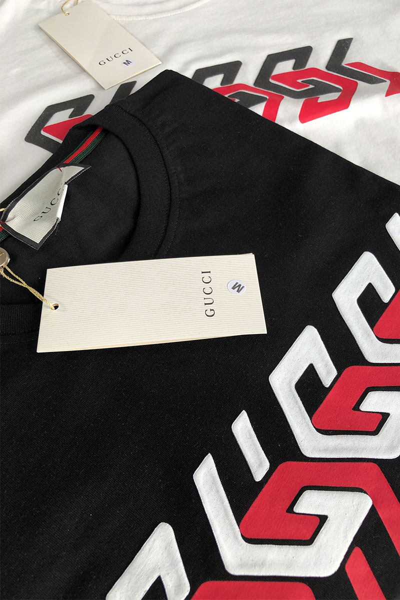 Gucci Брендовая мужская футболка чёрного цвета