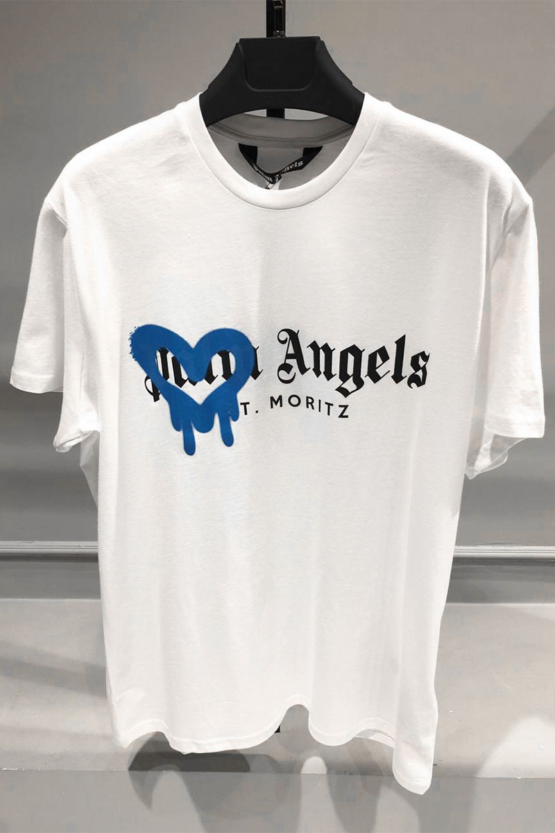 Palm Angels Белая оверсайз футболка St. Moritz Heart Sprayed