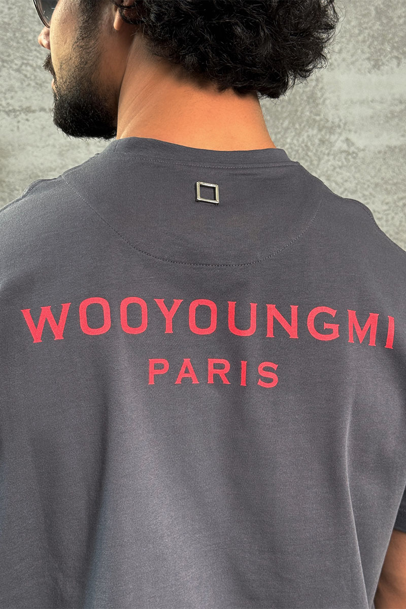Designer Clothing Серая оверсайз футболка Wooyoungmi logo patch