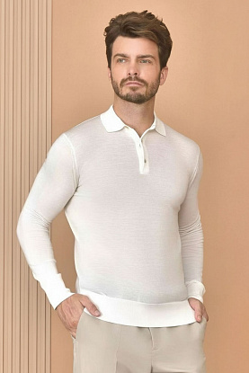 Поло с длинным рукавом Premium - Beige