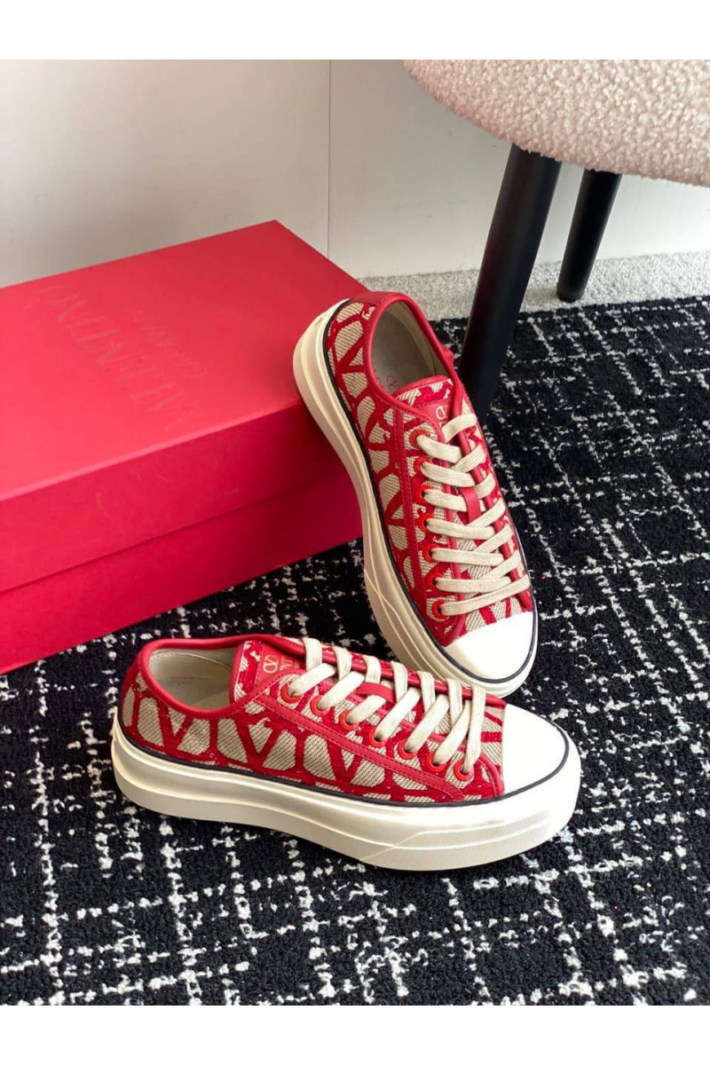 Valentino Женские кеды Toile Iconographe premium - Red