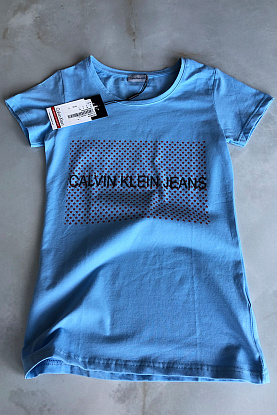 Женская брендовая футболка голубого цвета