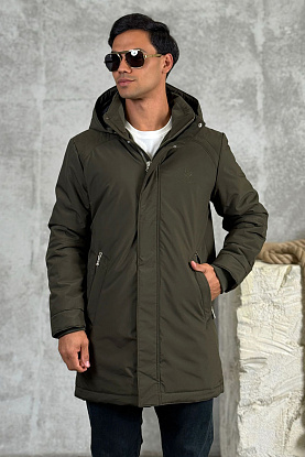 Парка цвета хаки logo-patch