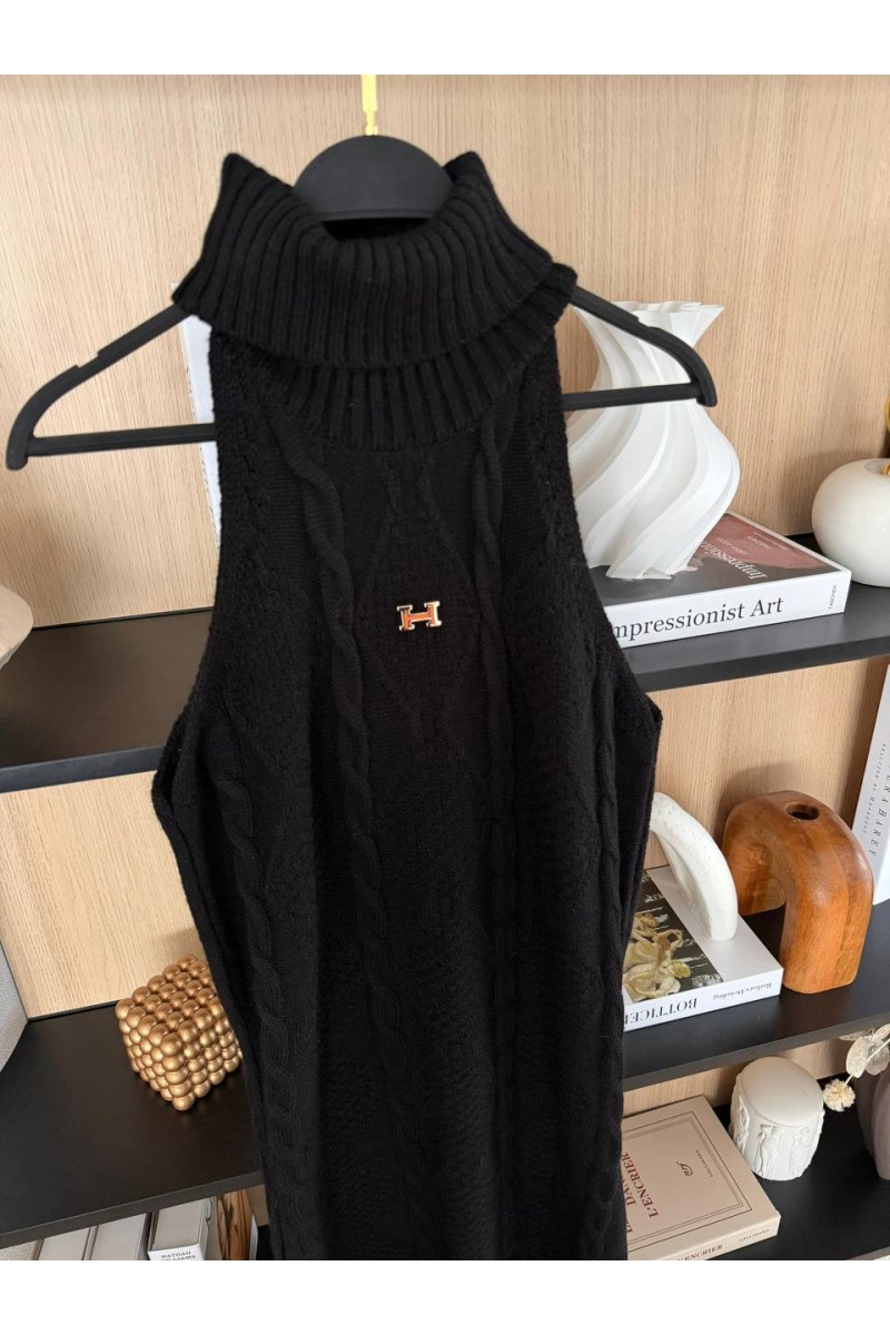 Hermes Женское вязаное платье Hermes Premium - Black
