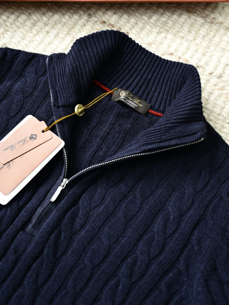 Loro Piana Кашемировый свитер Premium zip-neck - Navy 