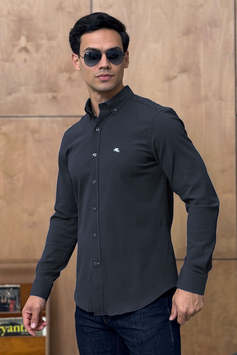 Etro Мужская тёмно-синяя рубашка Pegasus logo