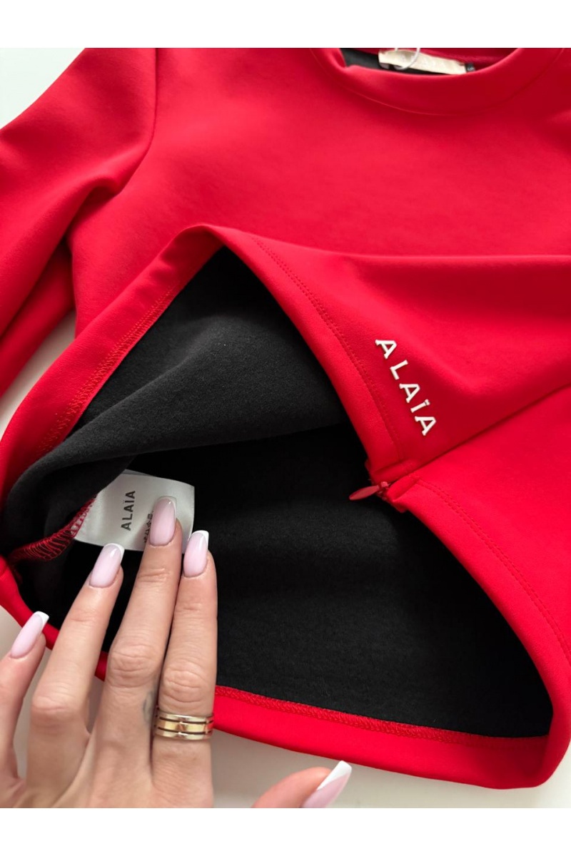 Designer Clothing Женский лонгслив на флисе красного цвета Alaia