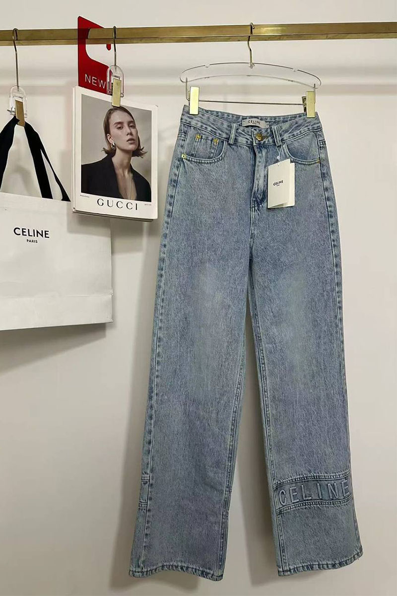 Celine Женские джинсы синего цвета