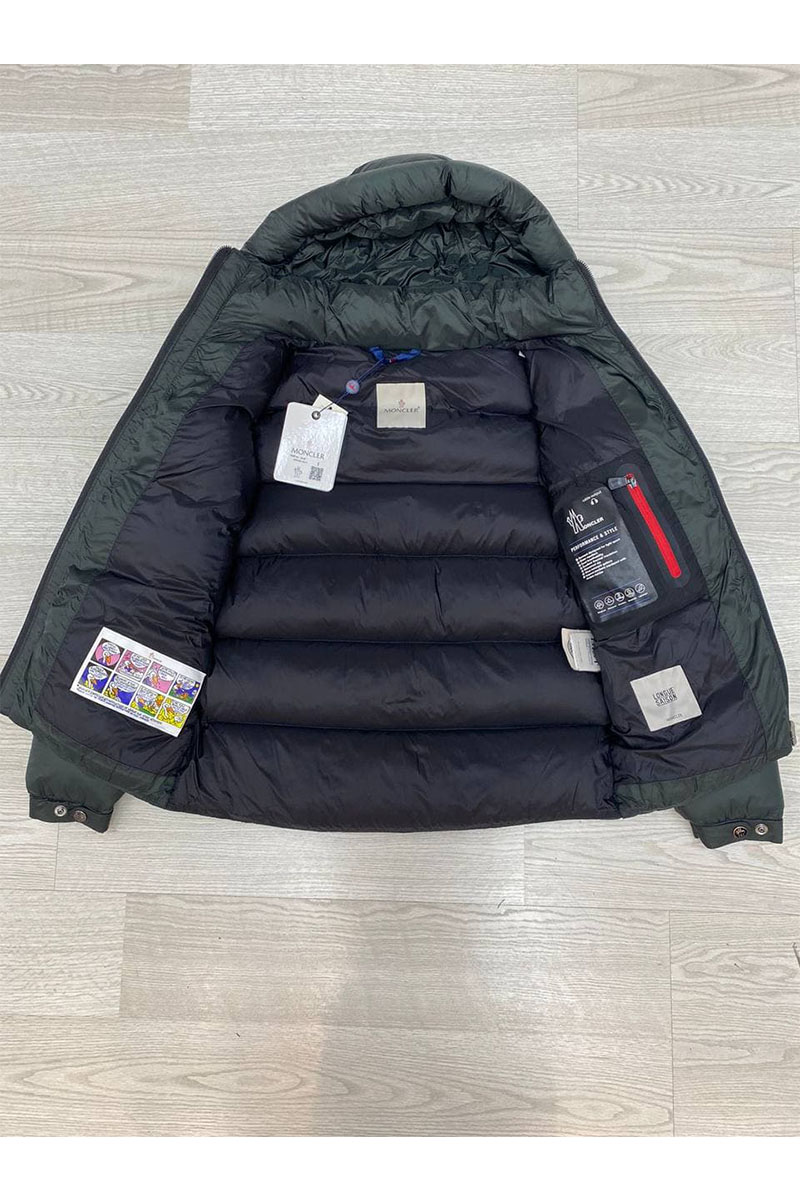Moncler Мужской пуховик тёмно-зелёного цвета