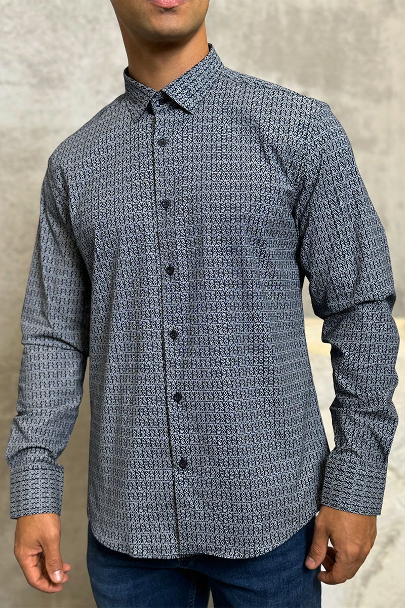 Emporio Armani EA7 Мужская тёмно-синяя рубашка 