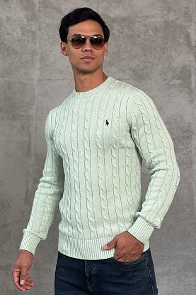 Мужской свитер cable-knit - Light Green