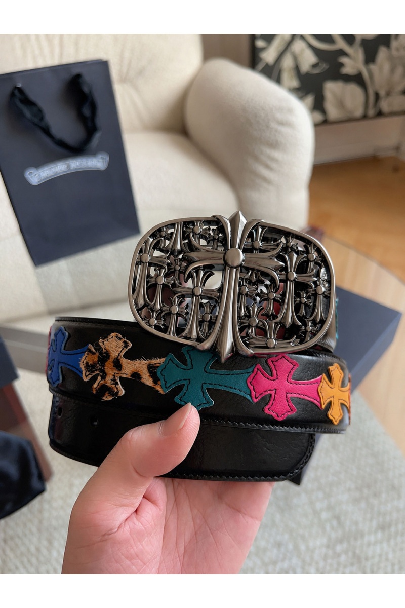 Chrome Hearts Кожаный ремень Cross Patch Cemetery premium